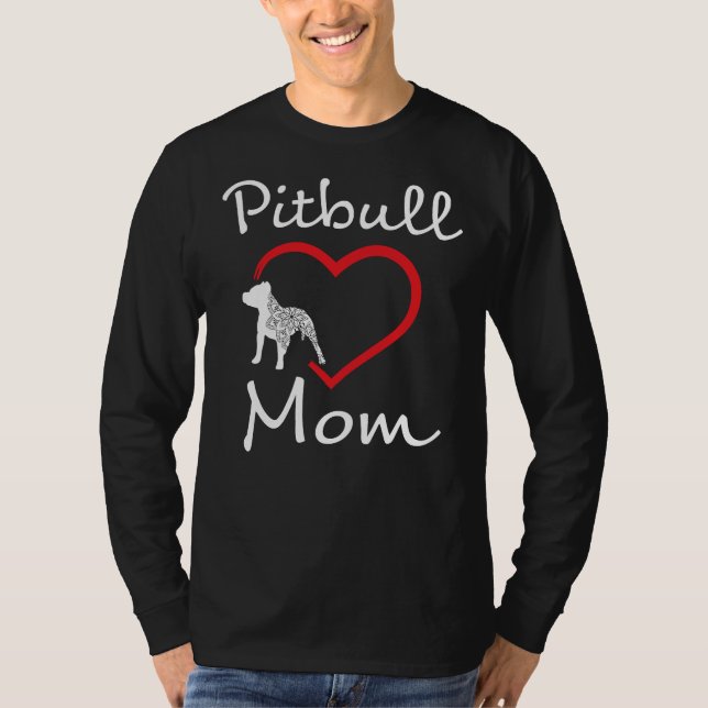 Pitbull Mama Womens Pit Bull Dog Awareness Herz Lo T-Shirt (Vorderseite)