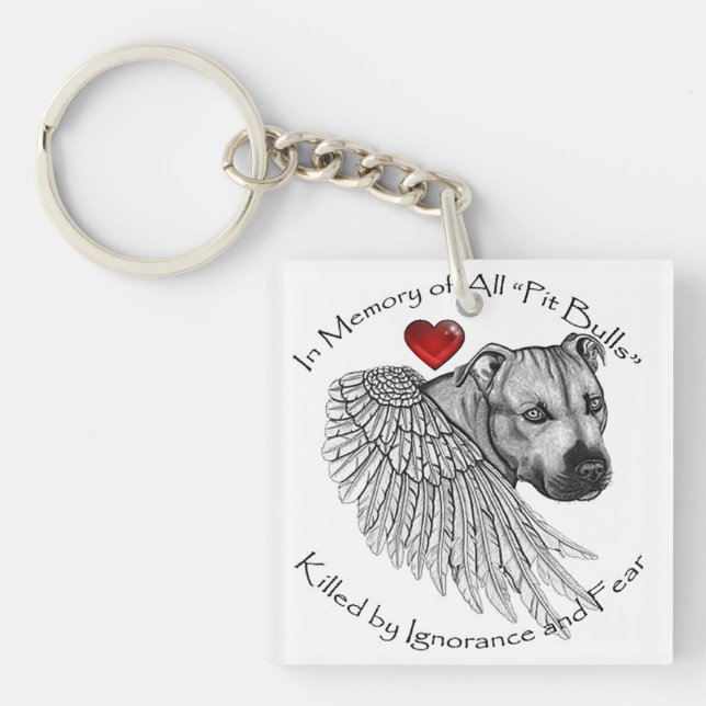 Pitbull Memorial Doppelseitige Akrylenkette Schlüsselanhänger (Vorderseite)