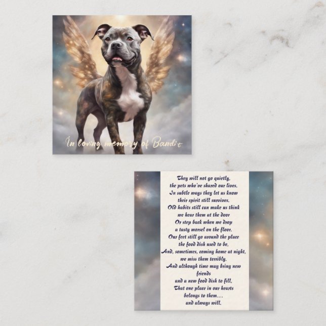 Pitbull Memorial Gedicht Brindle Wings Namensgesch Mitteilungskarte (Vorne/Hinten)