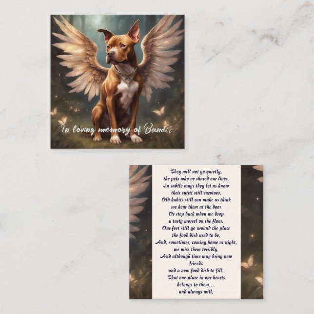 Pitbull Memorial Gedicht Brown Wings Namensgeschen Mitteilungskarte (Vorne/Hinten)