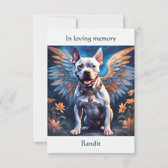 Pitbull Memorial Geem Individuelle Name Beileid Dankeskarte (Vorderseite)
