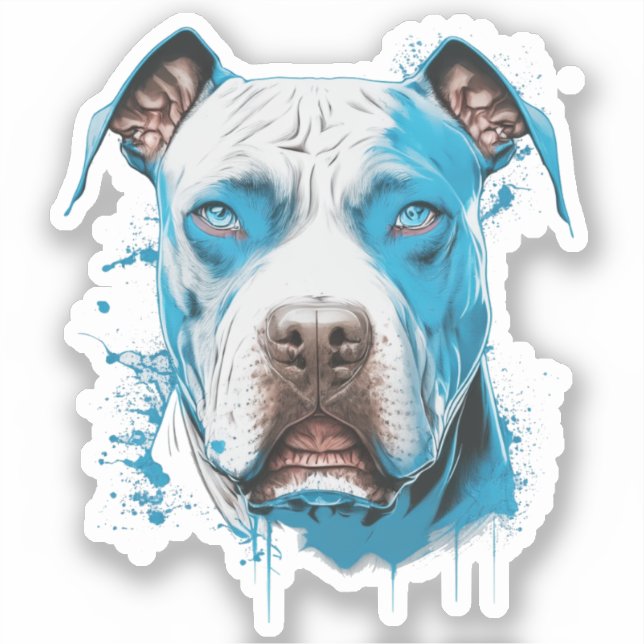 Pitbull mit blauen Augen | Hunde Lover Aufkleber (Vorderseite)