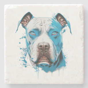 Pitbull mit blauen Augen   Hunde Lover Steinuntersetzer