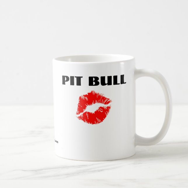 Pitbull mit Lippenstift - DIE VORLAGE Kaffeetasse (Rechts)