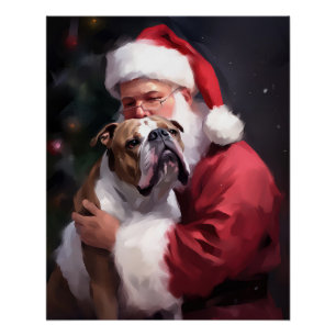 Pitbull mit Weihnachtsmann Festliches Weihnachten Poster