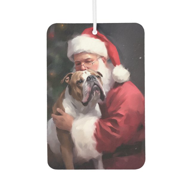Pitbull mit Weihnachtsmann Weihnachten Autolufterfrischer (Vorderseite)