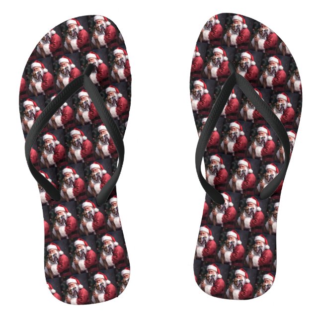 Pitbull mit Weihnachtsmann Weihnachten Flip Flops (Fußbett)