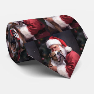 Pitbull mit Weihnachtsmann Weihnachten Krawatte