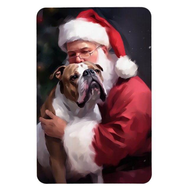Pitbull mit Weihnachtsmann Weihnachten Magnet (Vertikal)