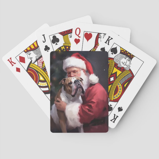 Pitbull mit Weihnachtsmann Weihnachten Spielkarten (Rückseite)