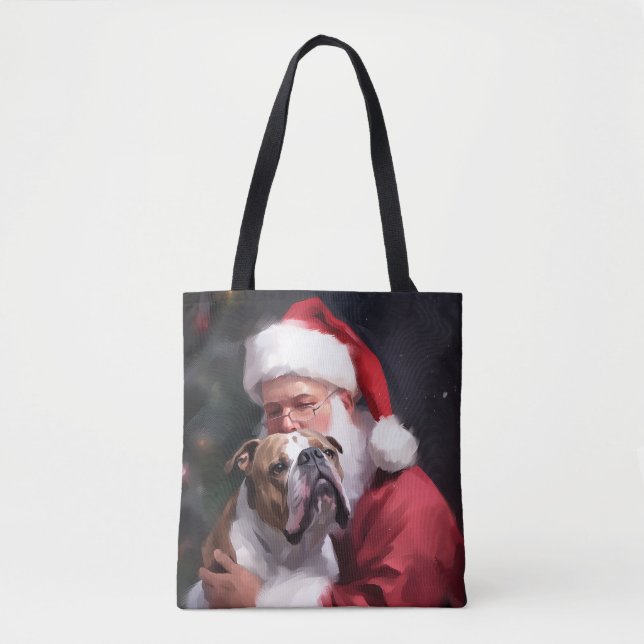 Pitbull mit Weihnachtsmann Weihnachten Tasche (Vorderseite)