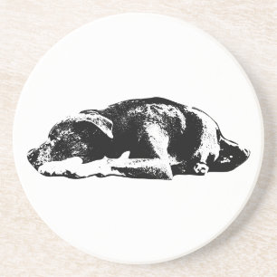 Pitbull Mix Monochrome Art Untersetzer wiederherst