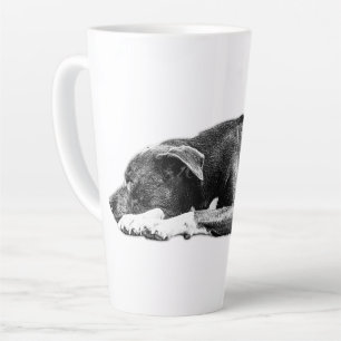 Pitbull Mix Schwarz-Weiß-Tasse Milchtasse