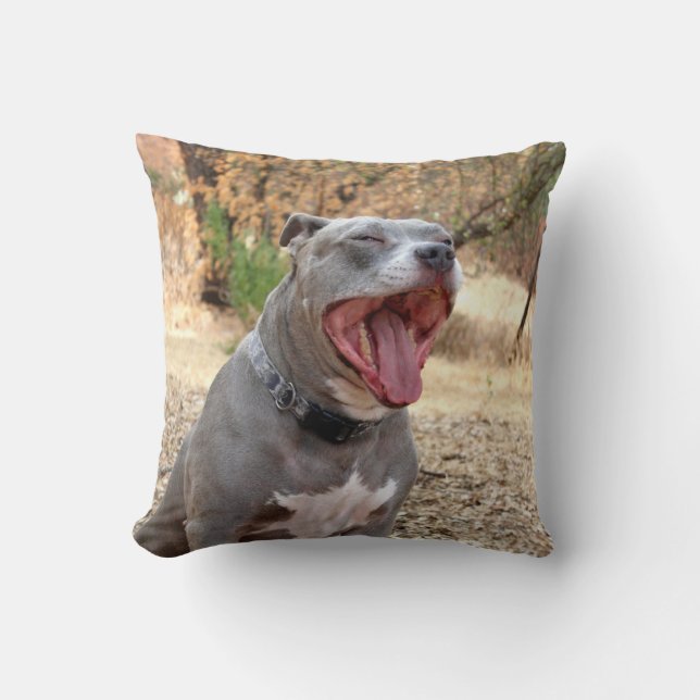 Pitbull Morgen-Gegähne-Kissen Kissen (Vorderseite)