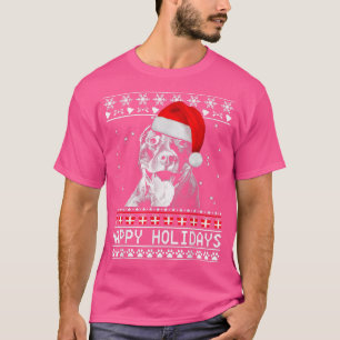 Pitbull Niedlich Happy Holidays Weihnachtshund Lov T-Shirt