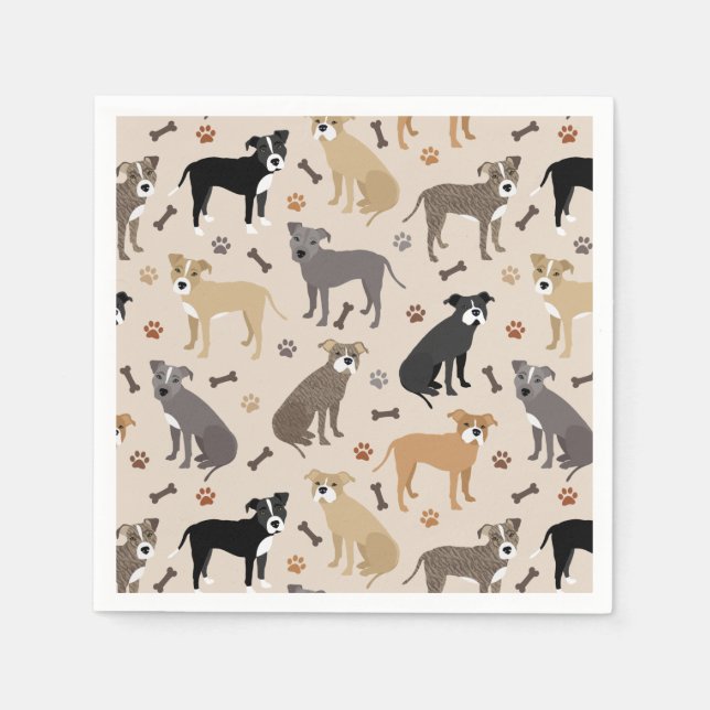 Pitbull Paws and Bones Napkins Serviette (Vorderseite)