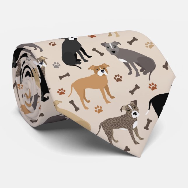 Pitbull Paws and Bones Neck Tie Krawatte (Gerollt)