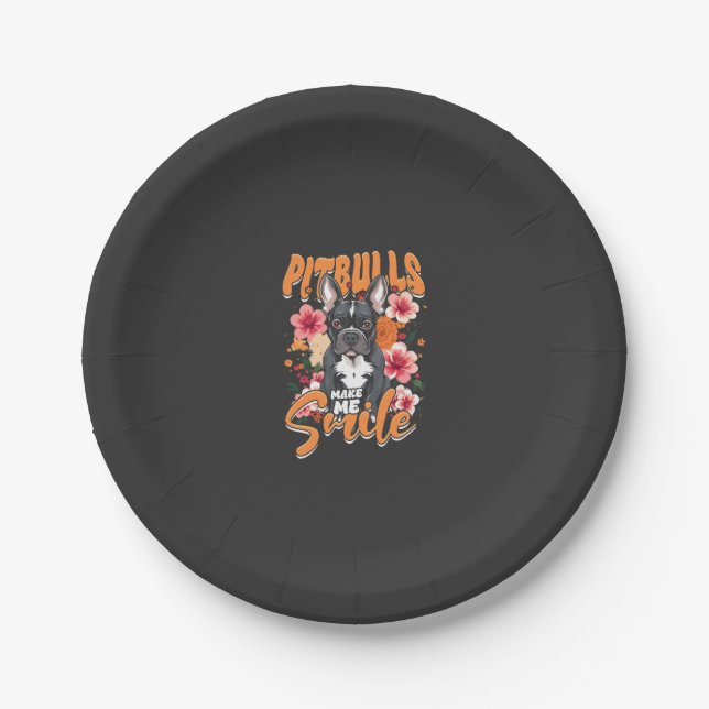 Pitbull Pitbulls Pappteller (Vorderseite)