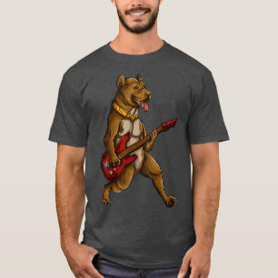Pitbull Playing Gitarre Funny Pit Bull Pittie T-Shirt