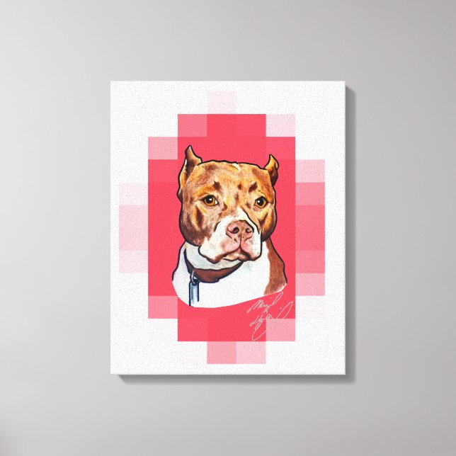 Pitbull... Portraits für Haustiere Leinwanddruck (Vorderseite)