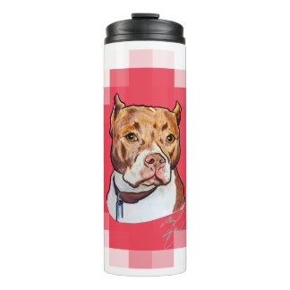 Pitbull... Portraits für Haustiere Thermosbecher