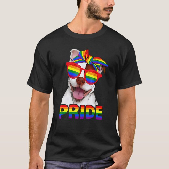 Pitbull Pride Dog Mama Regenbogen Gay Pride Monat T-Shirt (Vorderseite)