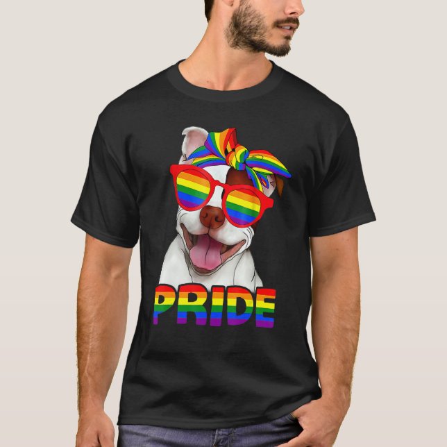 Pitbull Pride Dog Mama Regenbogen Gay Pride Monat T-Shirt (Vorderseite)
