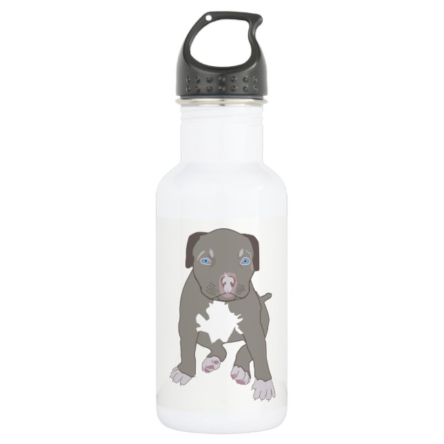 Pitbull Puppy Edelstahlflasche (Vorderseite)