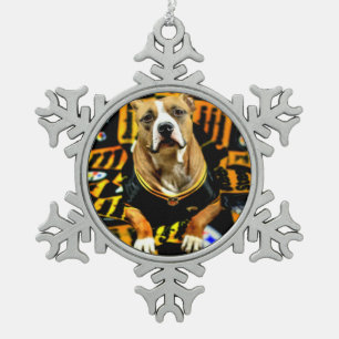 Pitbull Rescue Dog Fanatic Schneeflocken Zinn-Ornament