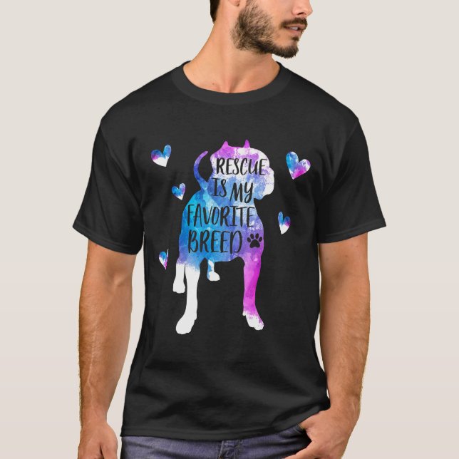 Pitbull Rescue ist meine Lieblingszucht Wasserfarb T-Shirt (Vorderseite)