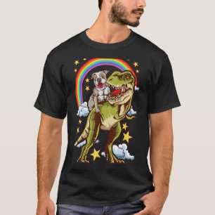 Pitbull Riding A Dinosaur Rainbow Illustration Spa T-Shirt
