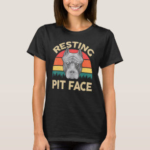 Pitbull-Ruhestützpunkt mit blauem Pitbull-Vater Pi T-Shirt