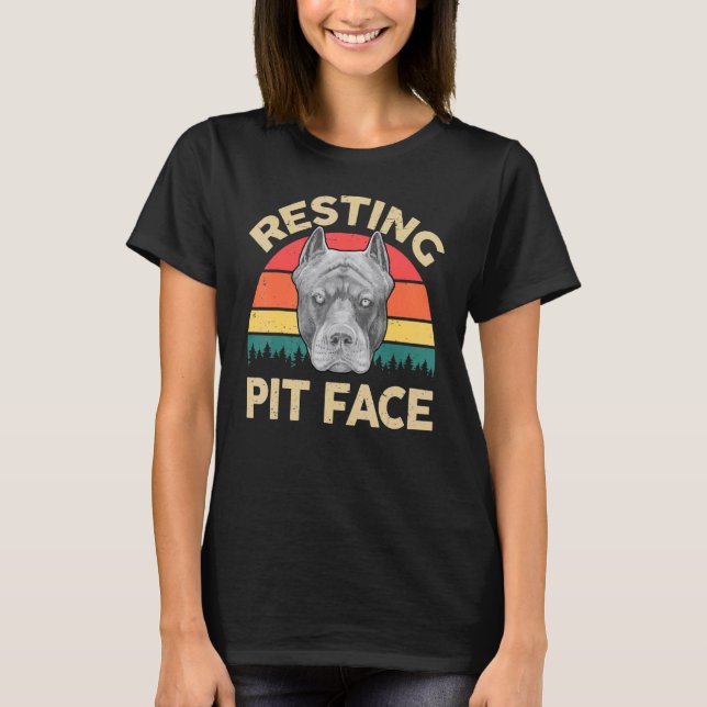 Pitbull-Ruhestützpunkt mit blauem Pitbull-Vater Pi T-Shirt (Vorderseite)