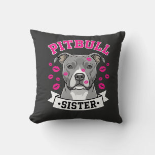 Pitbull-Schwester-Hundefreund-Vektordesign Kissen