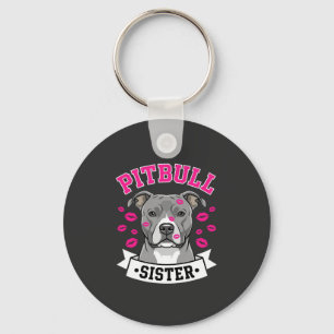 Pitbull-Schwester-Hundefreund-Vektordesign Schlüsselanhänger