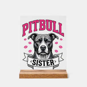 Pitbull-Schwester Vintage-Hundefreund Vektor-Desig Acrylschild