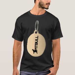 Pitbull-Silhouette in Schwarz und Weiß auf Goldröh T-Shirt