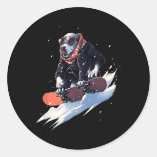 Pitbull Snowboard Snowboarder Dog Snowboarder Wint Runder Aufkleber
