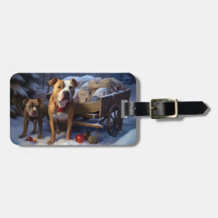 Pitbull Snowy Sleigh Weihnachtsdekor Gepäckanhänger