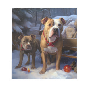 Pitbull Snowy Sleigh Weihnachtsdekor Notizblock