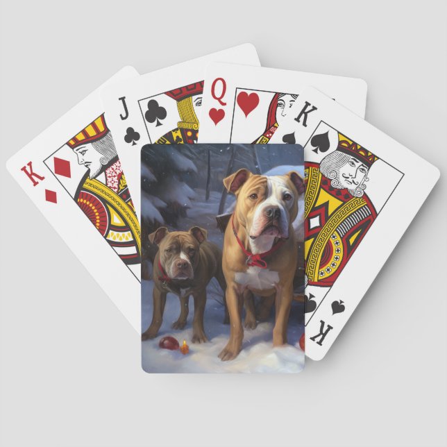 Pitbull Snowy Sleigh Weihnachtsdekor Spielkarten (Rückseite)