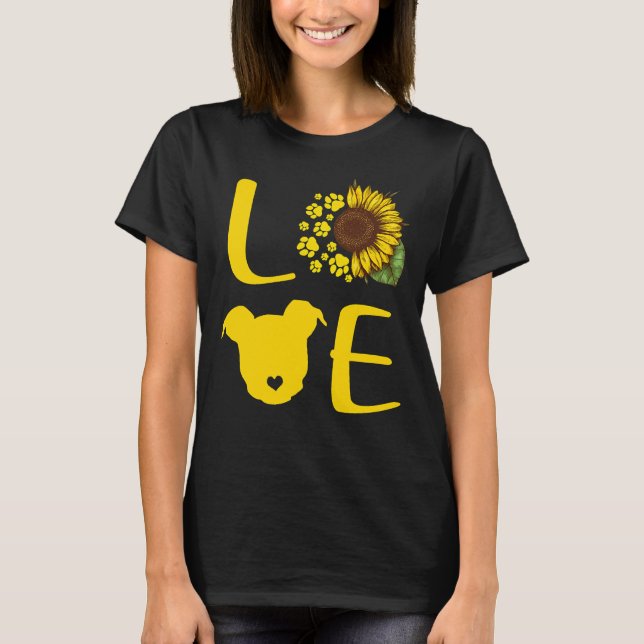 Pitbull Sonnenblumenpaw Liebe 375 T-Shirt (Vorderseite)
