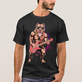 Pitbull spielt Gitarre - Lustiger Pit Bull Pittie T-Shirt