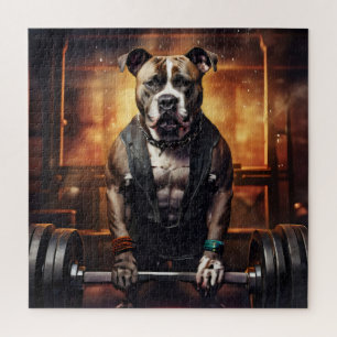 Pitbull stemmt Gewichte Vintage