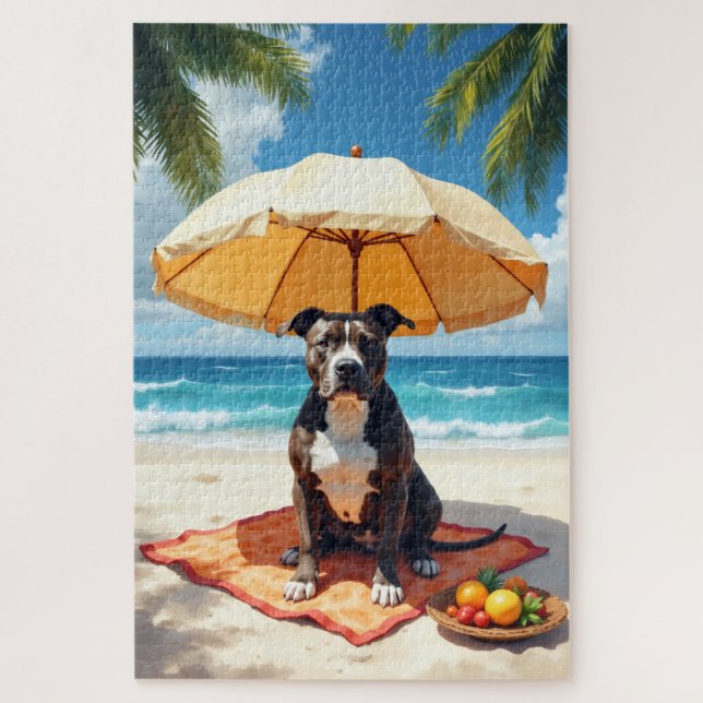 Pitbull Strand Relax Szene (Vertikal)