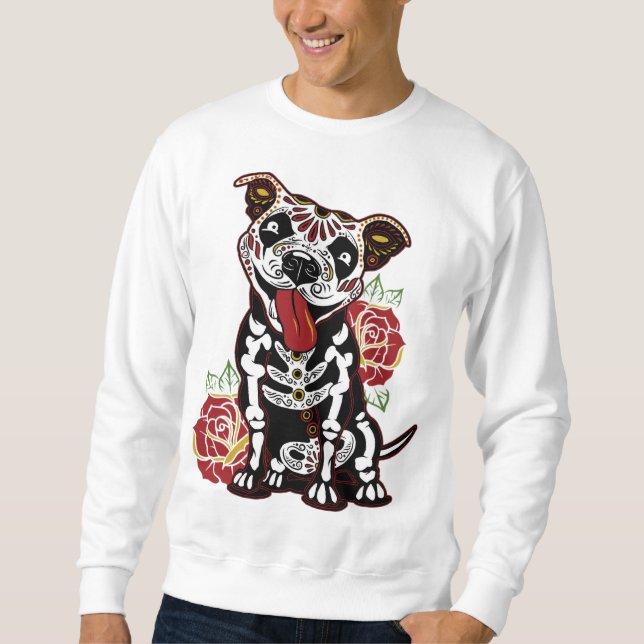 Pitbull Sugar Skull for Women, Men Pitbull Mama, D Sweatshirt (Vorderseite)