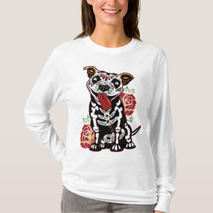 Pitbull Sugar Skull for Women, Men Pitbull Mama, D T-Shirt