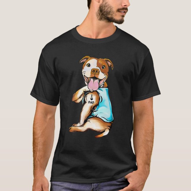 Pitbull Tattoos I Liebe Vater Sitzen Gift Pater s  T-Shirt (Vorderseite)