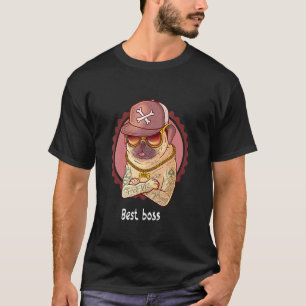 Pitbull Terrier Boss Reiche Halskette Hut Starke G T-Shirt