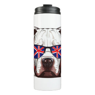 Pitbull Tragen Union Jack Sonnenbrille Thermosbecher